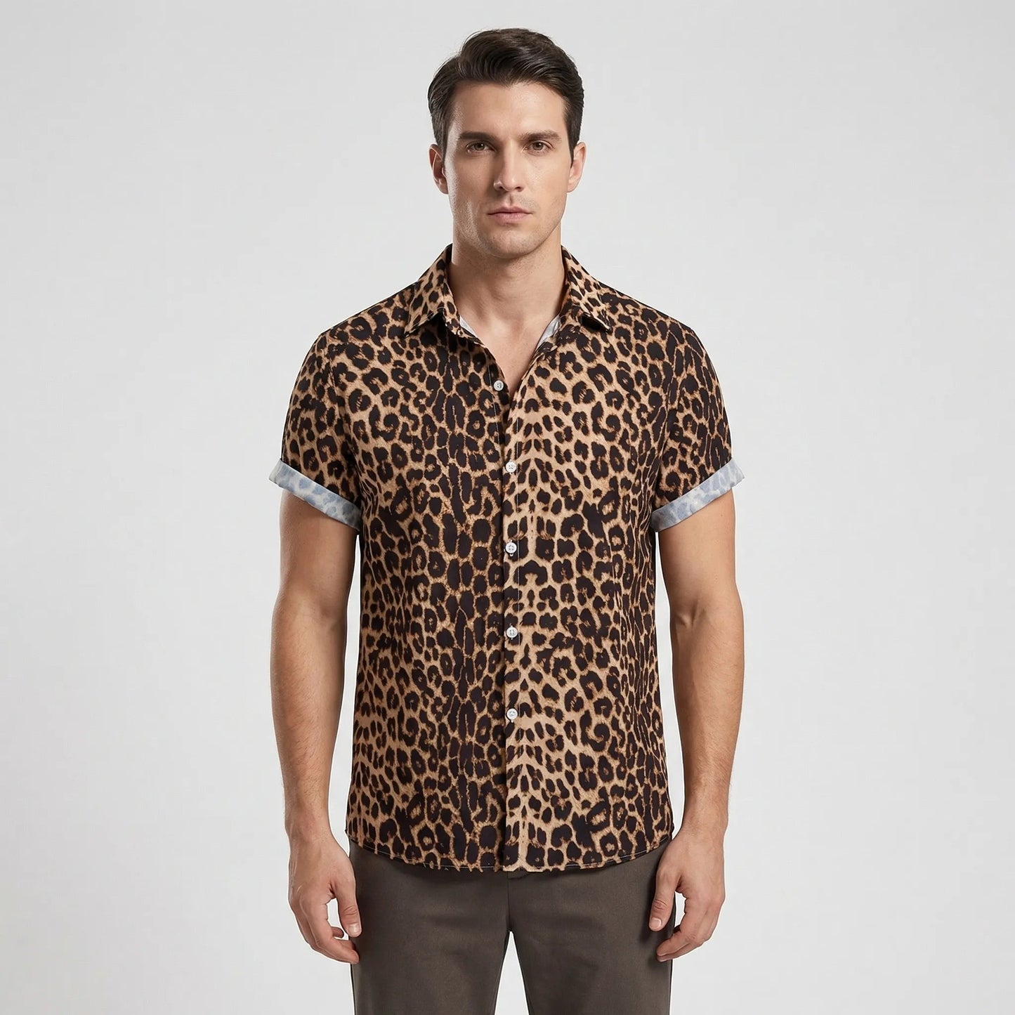Leoprino | Herrenhemd Kurzarm mit Leopardenmuster 10