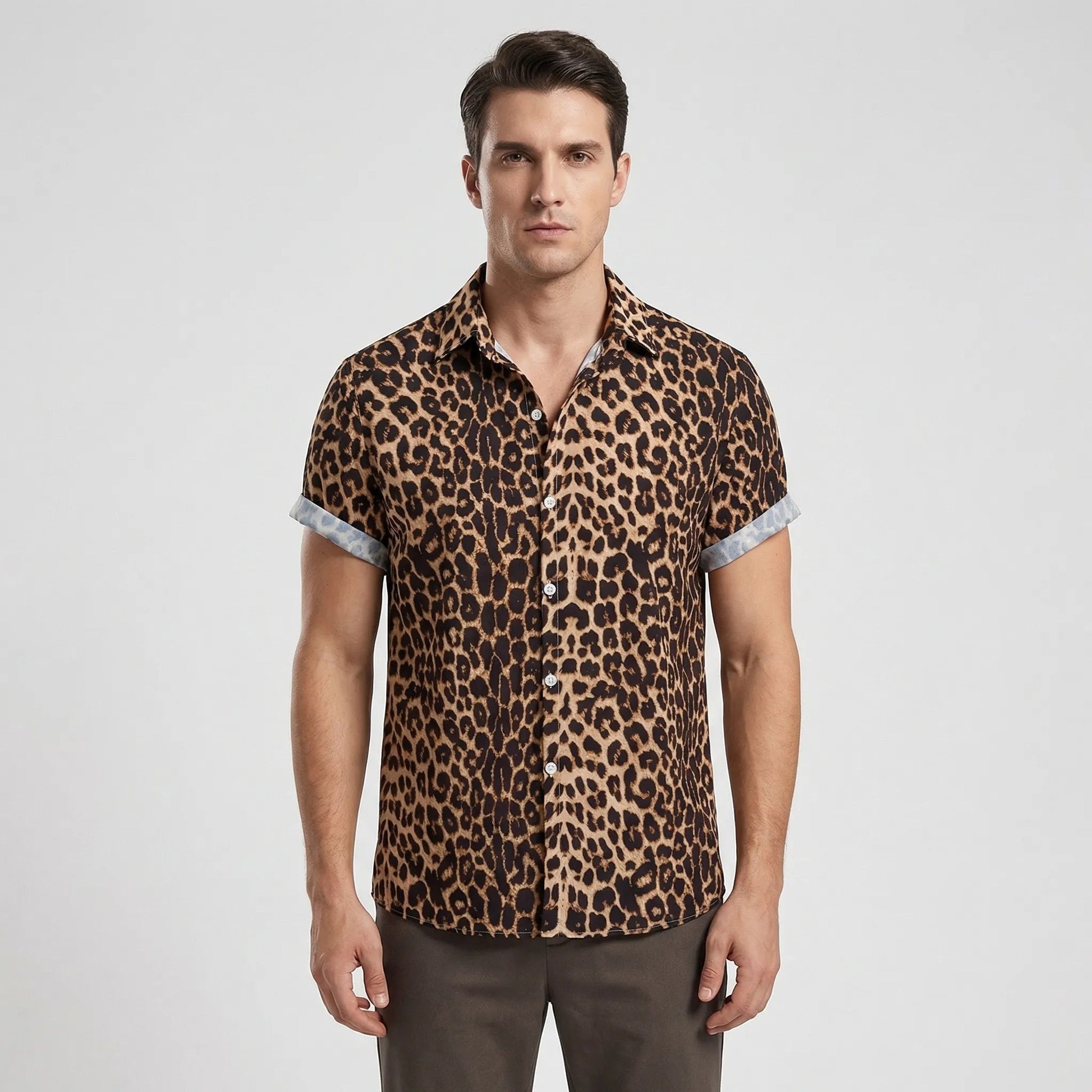 Leoprino | Herrenhemd Kurzarm mit Leopardenmuster 10