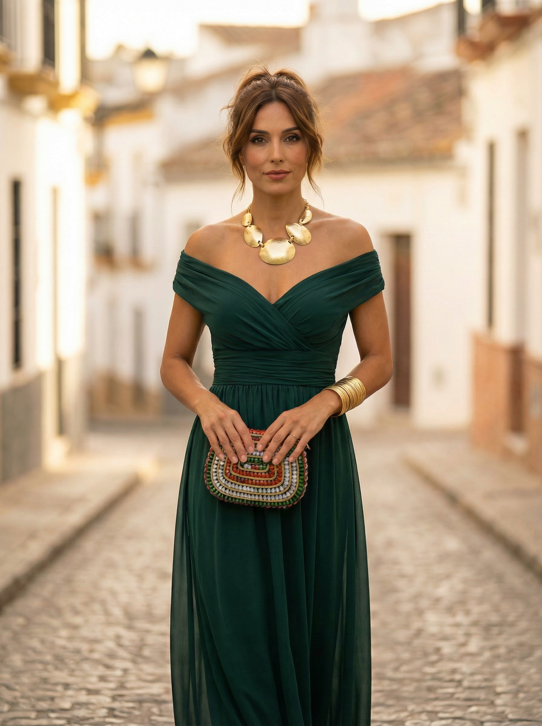Löwe | Elegantes langes Damenkleid mit V-Ausschnitt 11