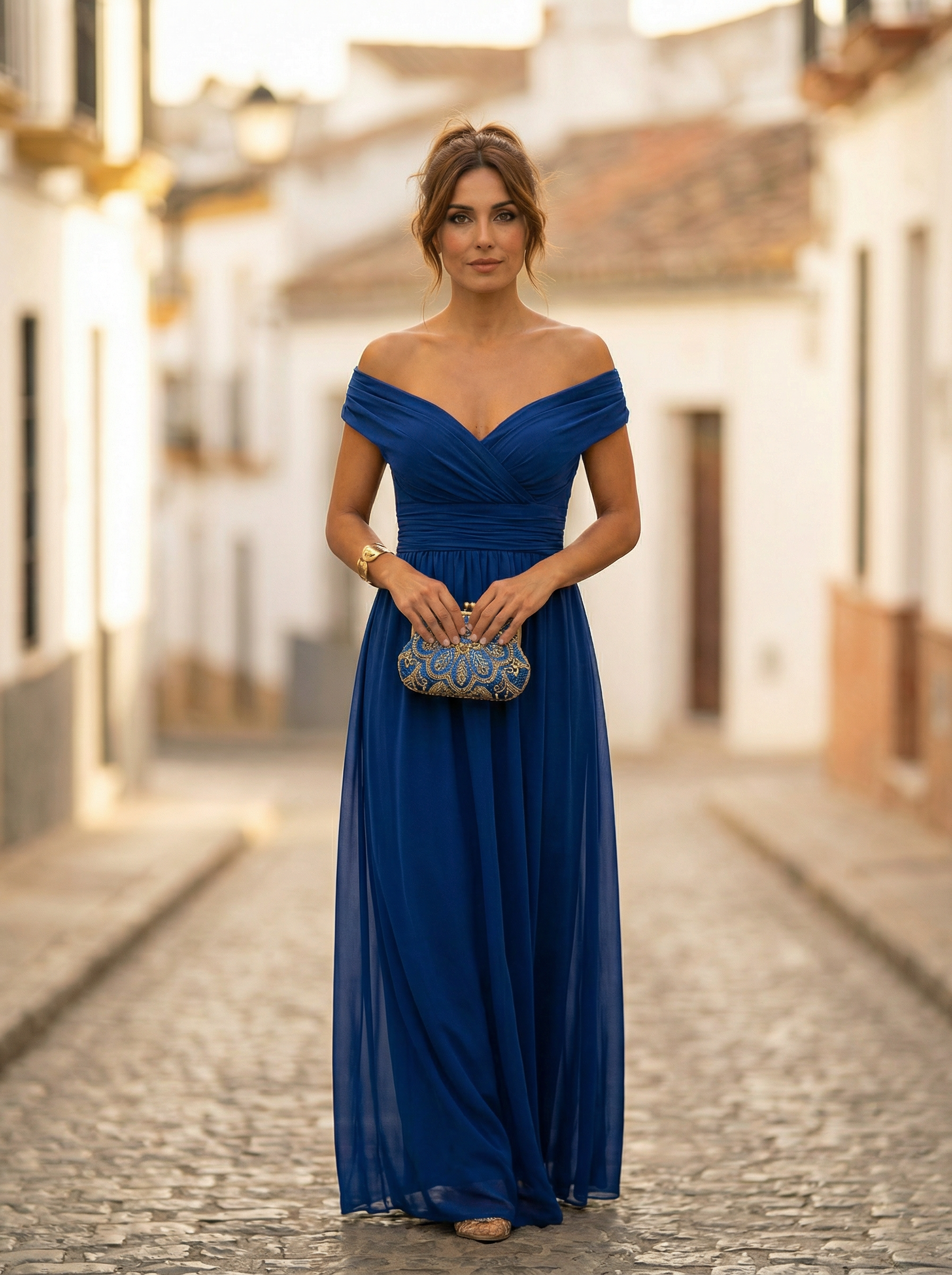 Löwe | Elegantes langes Damenkleid mit V-Ausschnitt 12