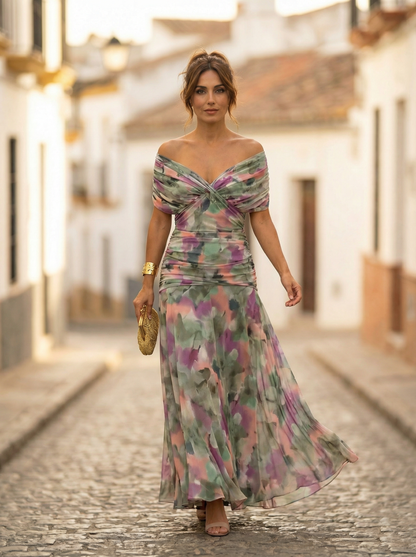 Löwe | Elegantes langes Damenkleid mit V-Ausschnitt 6