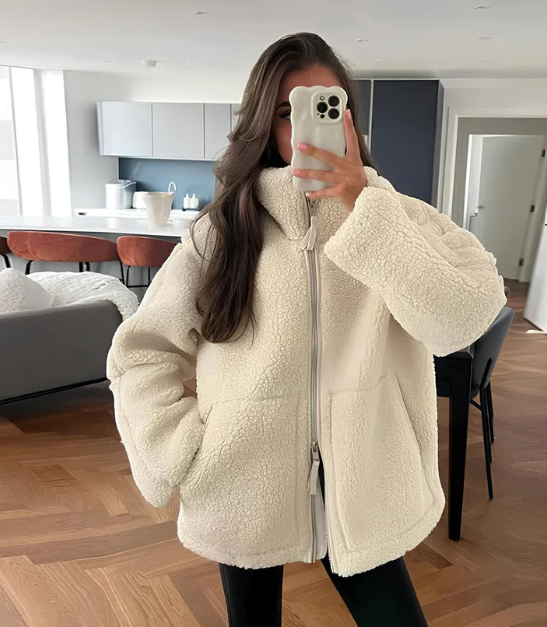 Luciana | Damen Oversized Fleecejacke mit hohem Kragen 5