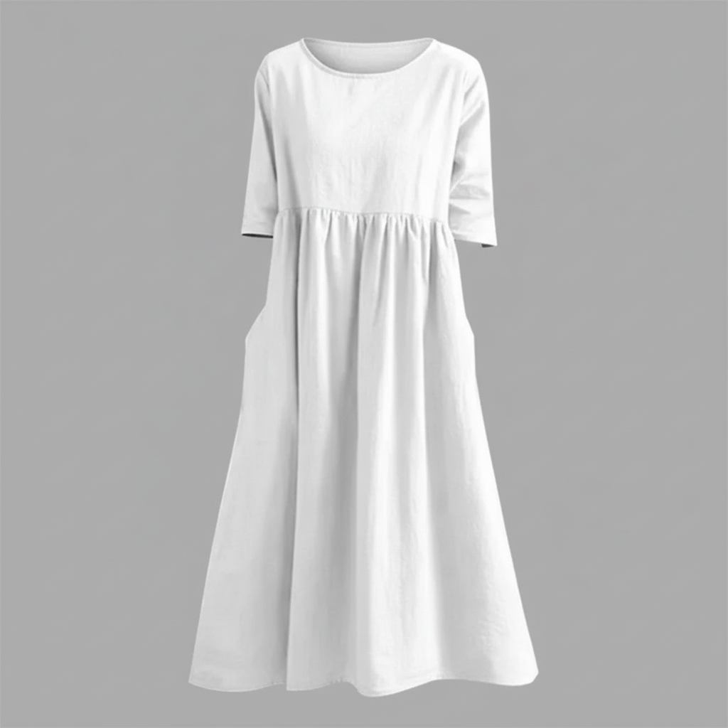 Luftiges Midi Kleid Damen | Sommerkleid mit Seitentaschen
