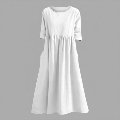Luftiges Midi Kleid Damen | Sommerkleid mit Seitentaschen