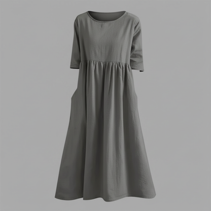 Luftiges Midi Kleid Damen | Sommerkleid mit Seitentaschen