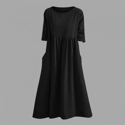 Luftiges Midi Kleid Damen | Sommerkleid mit Seitentaschen