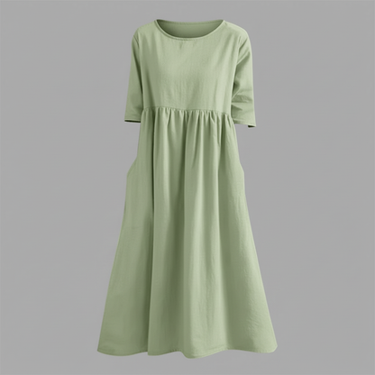 Luftiges Midi Kleid Damen | Sommerkleid mit Seitentaschen