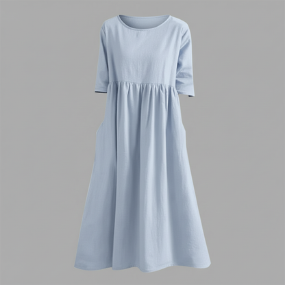 Luftiges Midi Kleid Damen | Sommerkleid mit Seitentaschen
