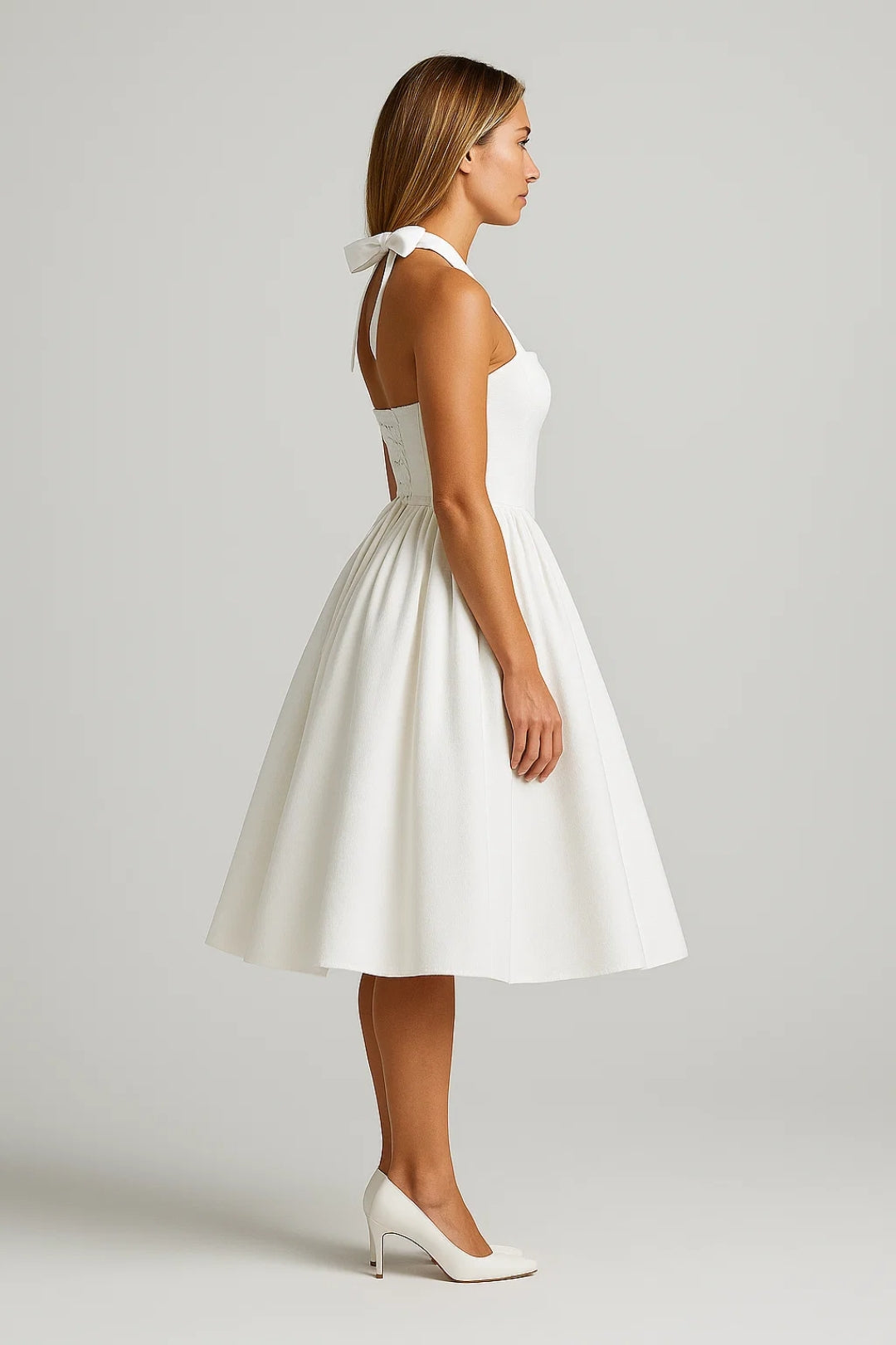 Midikleid Damen Neckholder A-Linie Festliches Kleid 1