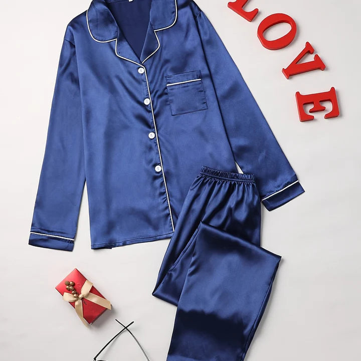 Mirla Satin Pyjama-Set Damen | Elegantes Lounge-Set Langarm 13