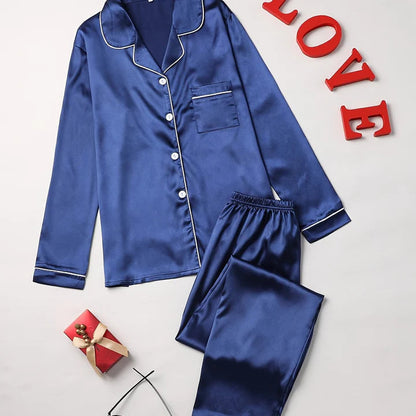 Mirla Satin Pyjama-Set Damen | Elegantes Lounge-Set Langarm 13