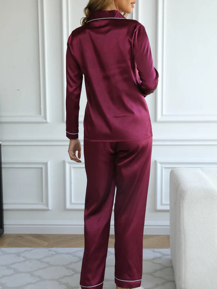 Mirla Satin Pyjama-Set Damen | Elegantes Lounge-Set Langarm 3