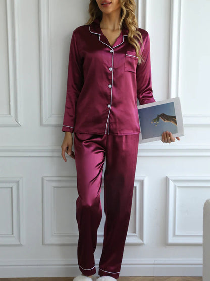 Mirla Satin Pyjama-Set Damen | Elegantes Lounge-Set Langarm 5