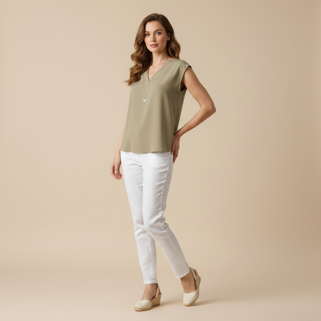 Moderne Sommerbluse Damen | V-Ausschnitt Kurzarm Blusen