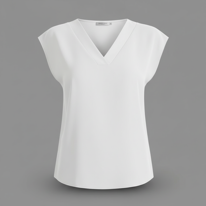 Moderne Sommerbluse Damen | V-Ausschnitt Kurzarm Blusen