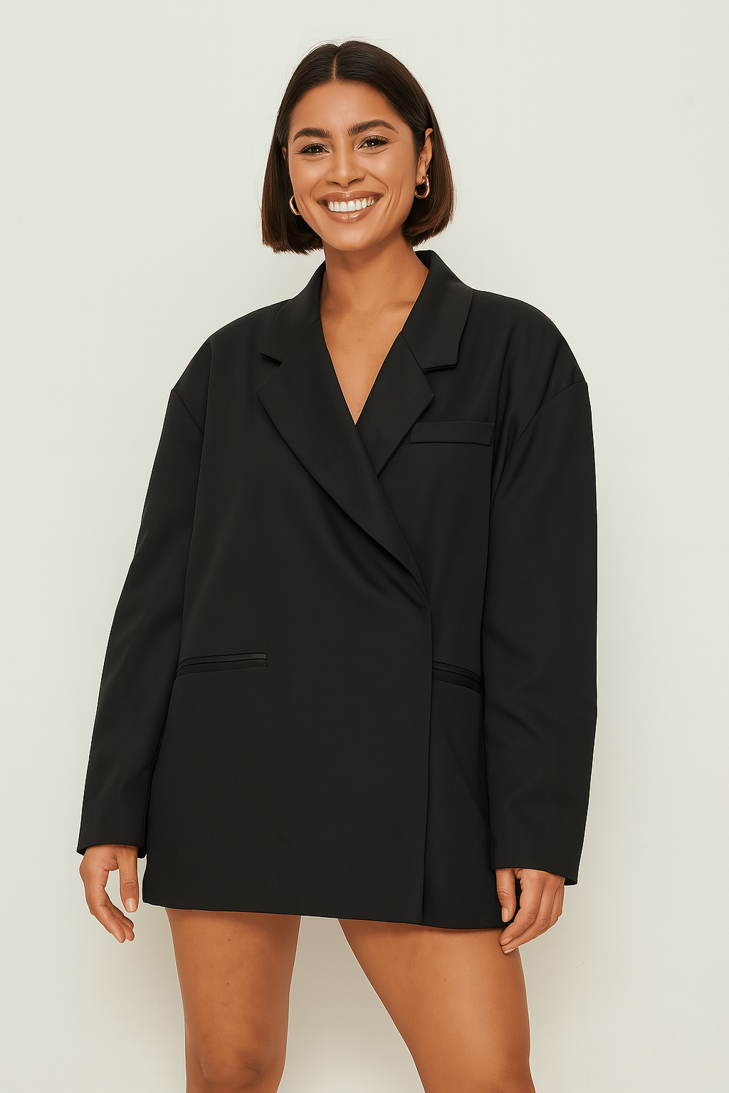 Oversize-Blazer Damen | Knopfloser Blazer mit Struktur 4