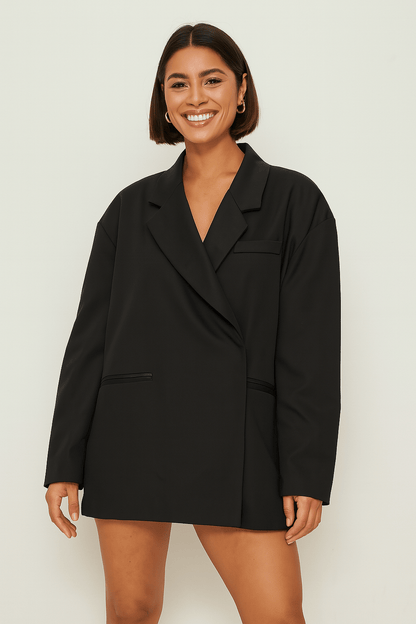 Oversize-Blazer Damen | Knopfloser Blazer mit Struktur 4