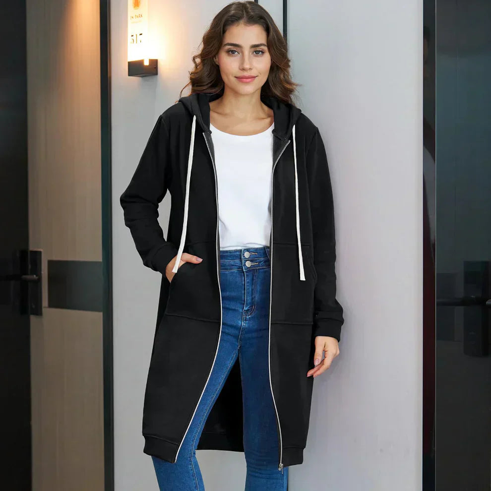 Oversize Fleecejacke Damen mit Kapuze | Warme Freizeitjacke 0