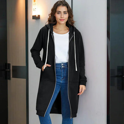 Oversize Fleecejacke Damen mit Kapuze | Warme Freizeitjacke 0