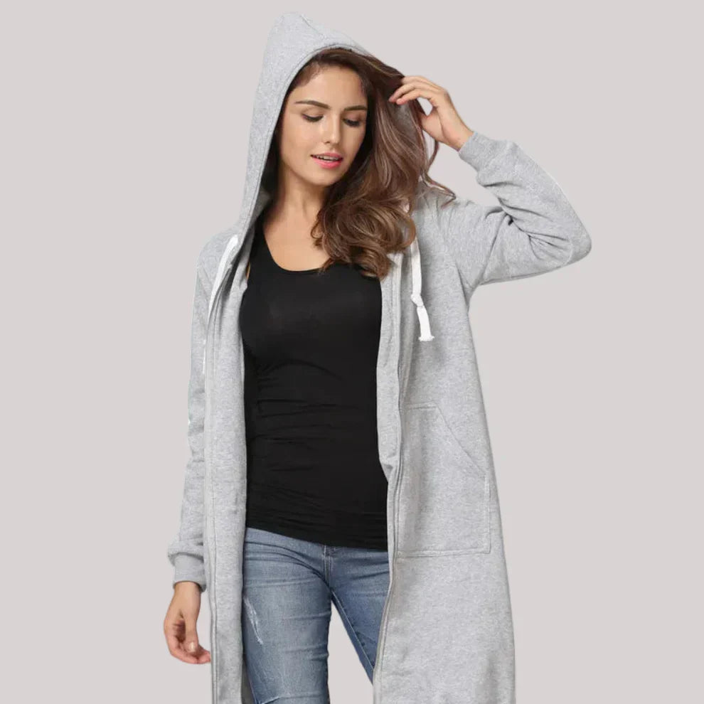 Oversize Fleecejacke Damen mit Kapuze | Warme Freizeitjacke 7