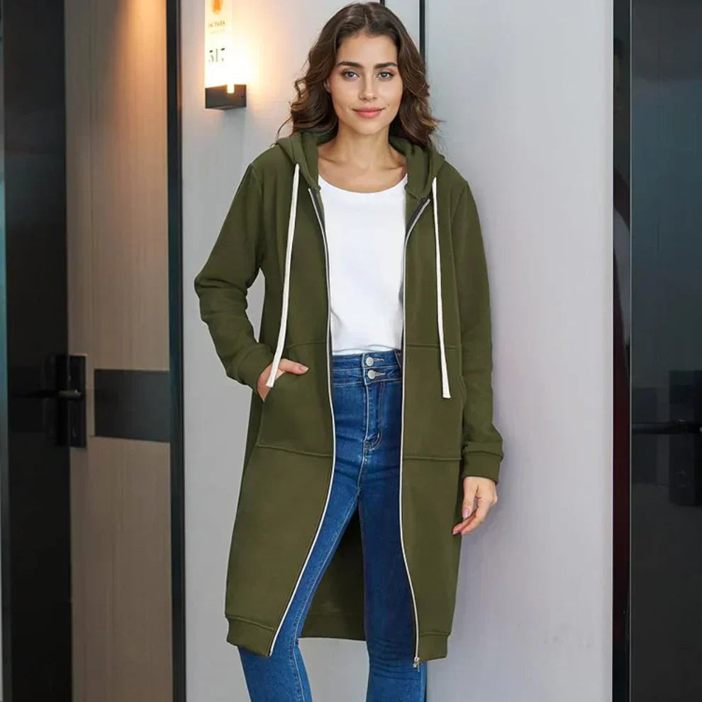 Oversize Fleecejacke Damen mit Kapuze | Warme Freizeitjacke 9