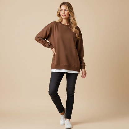 Oversized Sweatshirt Damen | Bequemer Rundhals mit langen Ärmeln