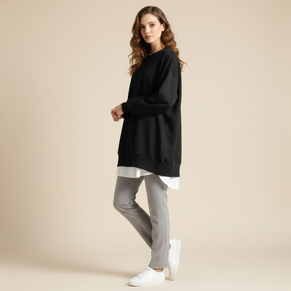 Oversized Sweatshirt Damen | Bequemer Rundhals mit langen Ärmeln