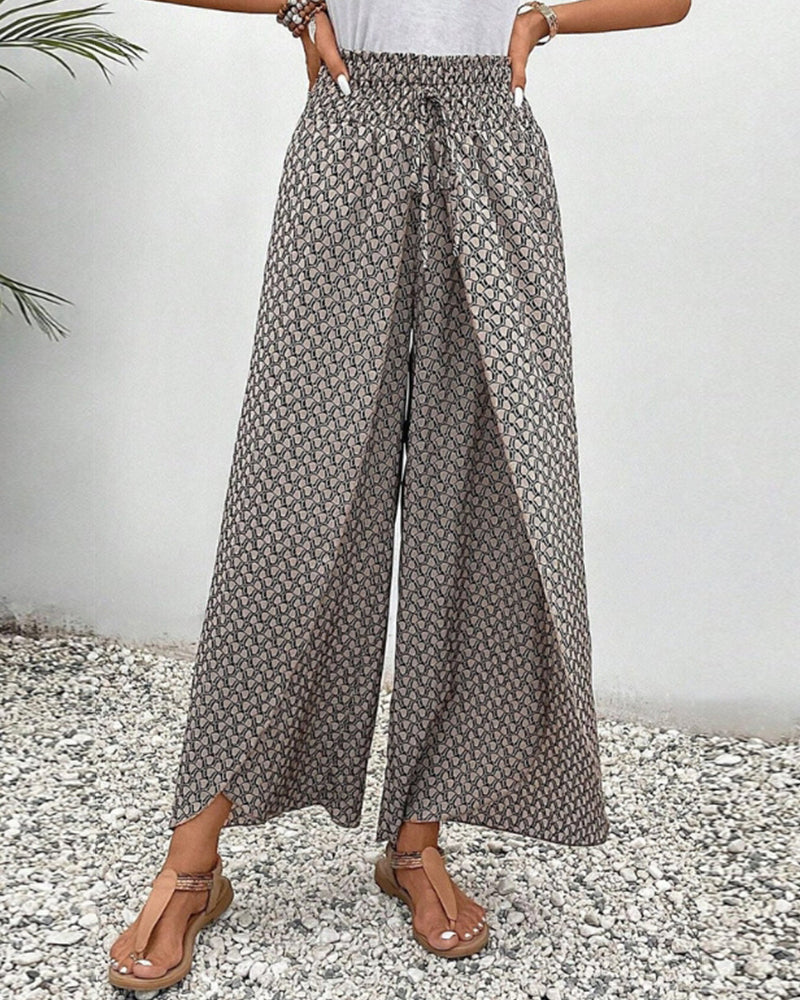 Palazzo-Hose Damen Weites Bein Geometrischer Print Sommer 1
