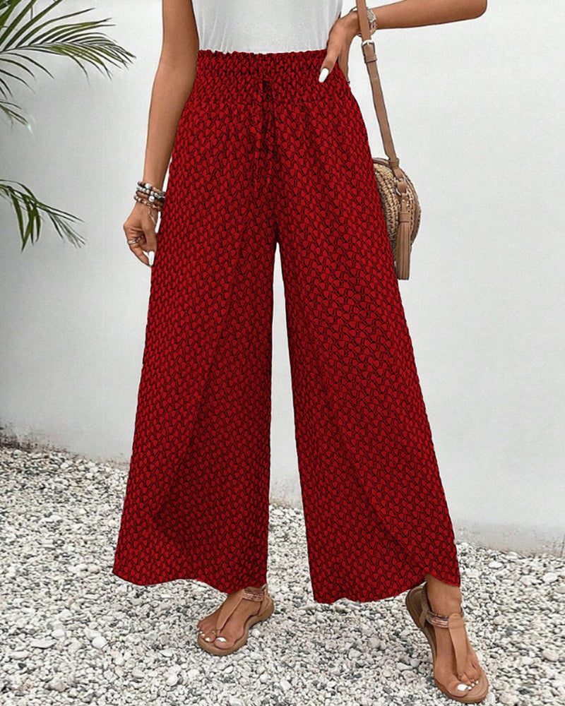 Palazzo-Hose Damen Weites Bein Geometrischer Print Sommer 4