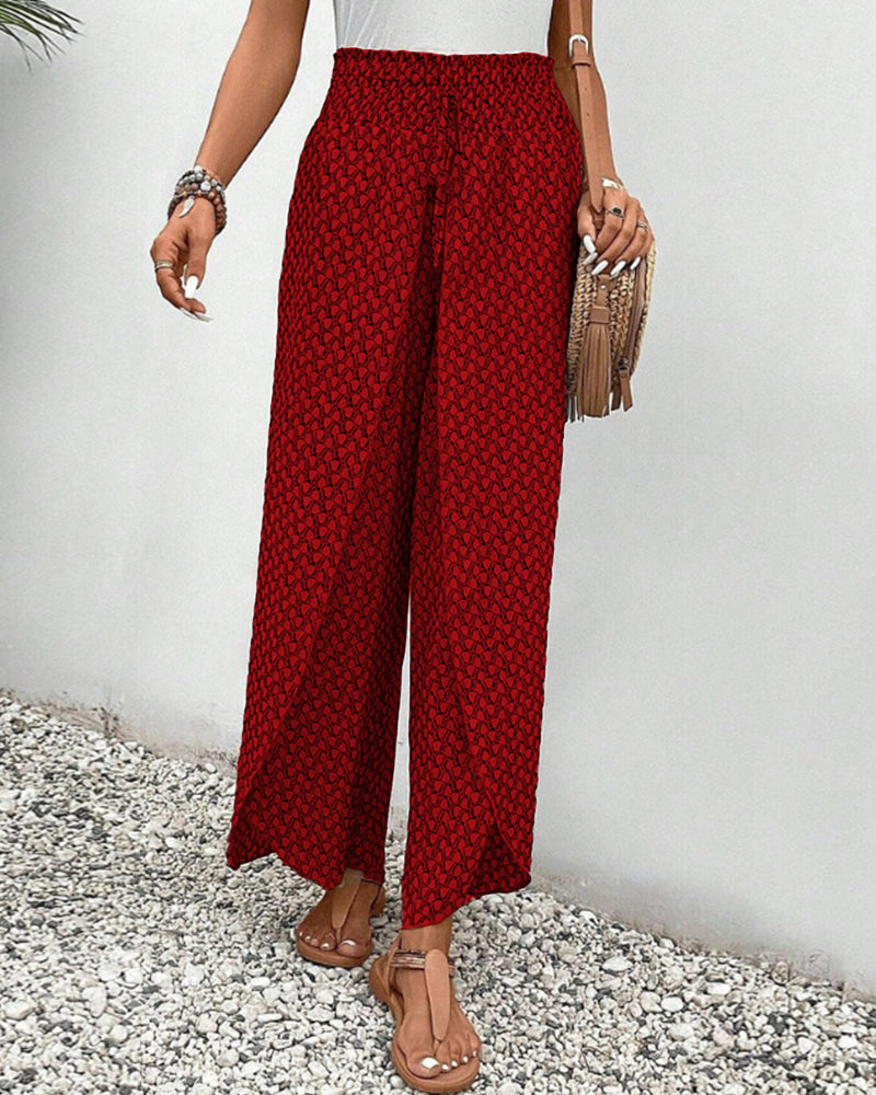 Palazzo-Hose Damen Weites Bein Geometrischer Print Sommer 5