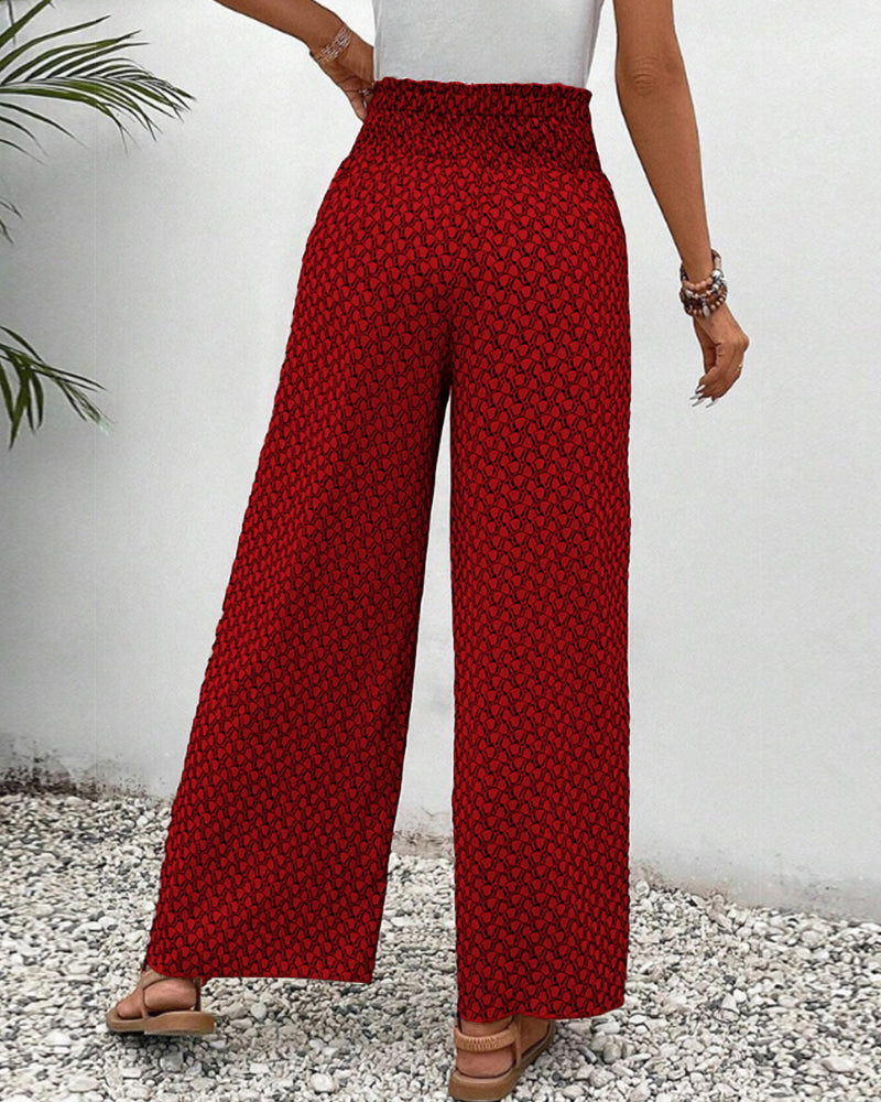 Palazzo-Hose Damen Weites Bein Geometrischer Print Sommer 7