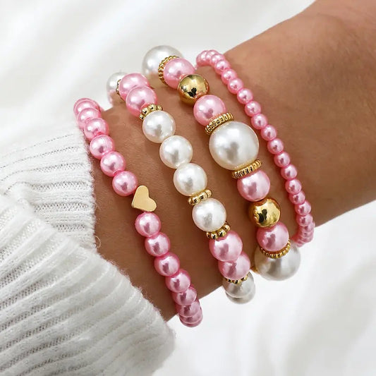 Perlenarmband Set 4-teilig | Armband Damen Verstellbar 0