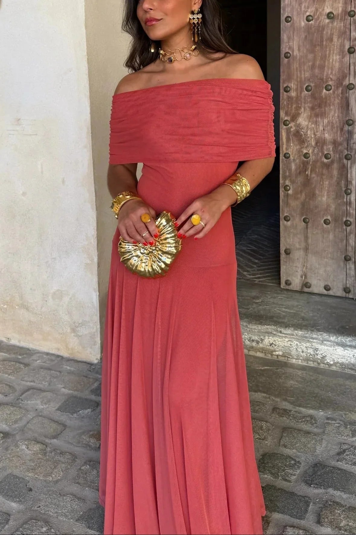 Plissiertes Sommerkleid mit einem Schulterträger für Damen 3