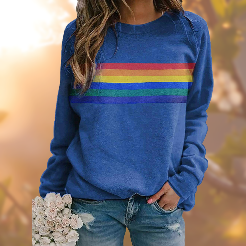 Pullover Damen Gestreift | Weicher Rundhals-Pullover 2