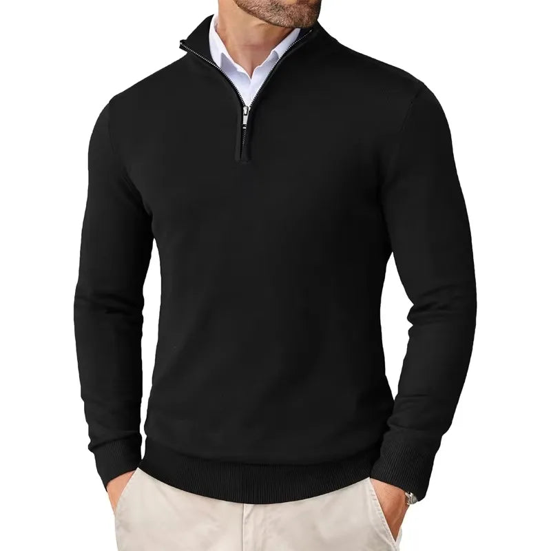 Pullover mit halbem Reißverschluss | Herren Strickpullover 0