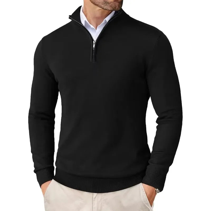 Pullover mit halbem Reißverschluss | Herren Strickpullover 2
