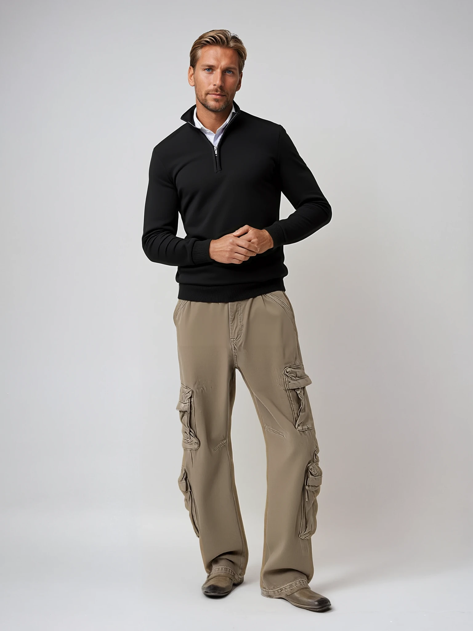 Pullover mit halbem Reißverschluss | Herren Strickpullover 3