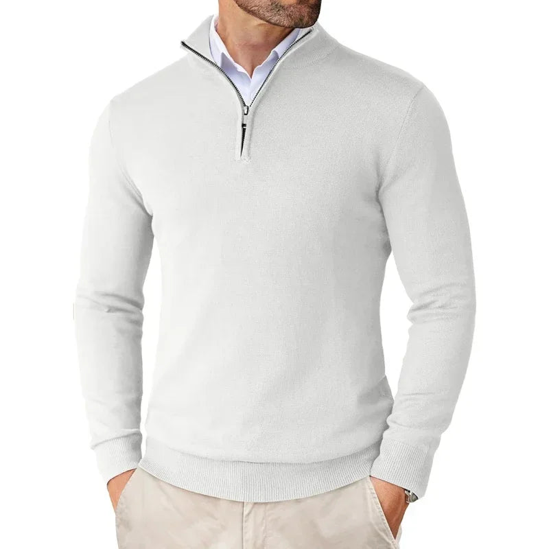 Pullover mit halbem Reißverschluss | Herren Strickpullover 4