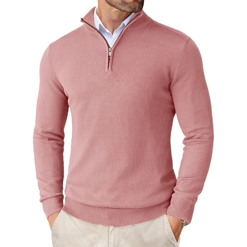 Pullover mit halbem Reißverschluss | Herren Strickpullover 5