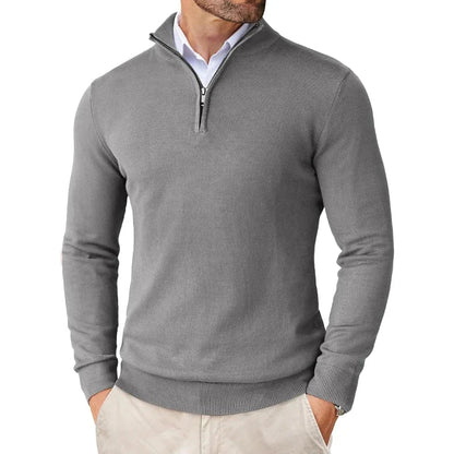 Pullover mit halbem Reißverschluss | Herren Strickpullover 7