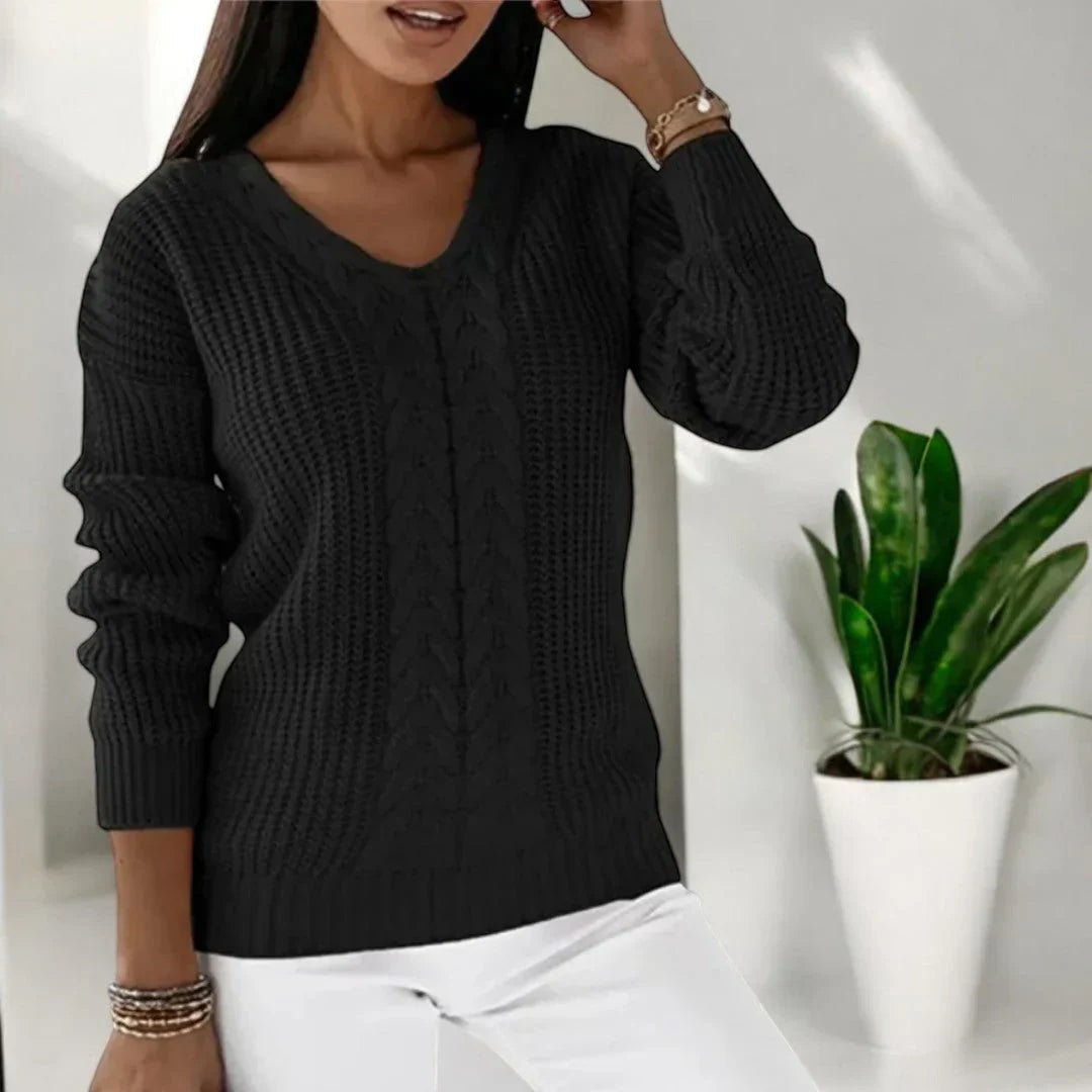 Rena Damenpullover | Warmer Langarm Strickpullover aus Baumwolle 1