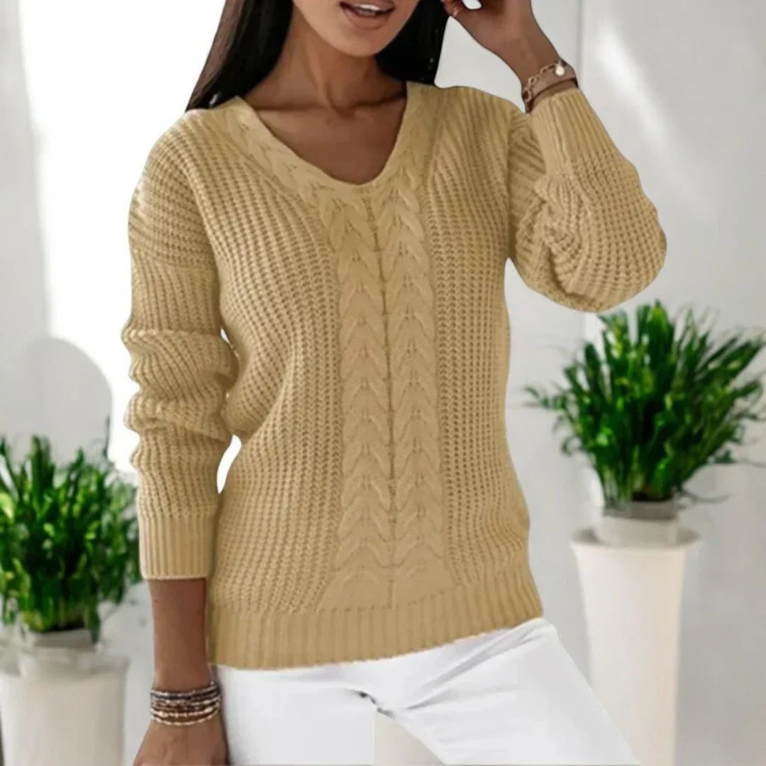 Rena Damenpullover | Warmer Langarm Strickpullover aus Baumwolle 2