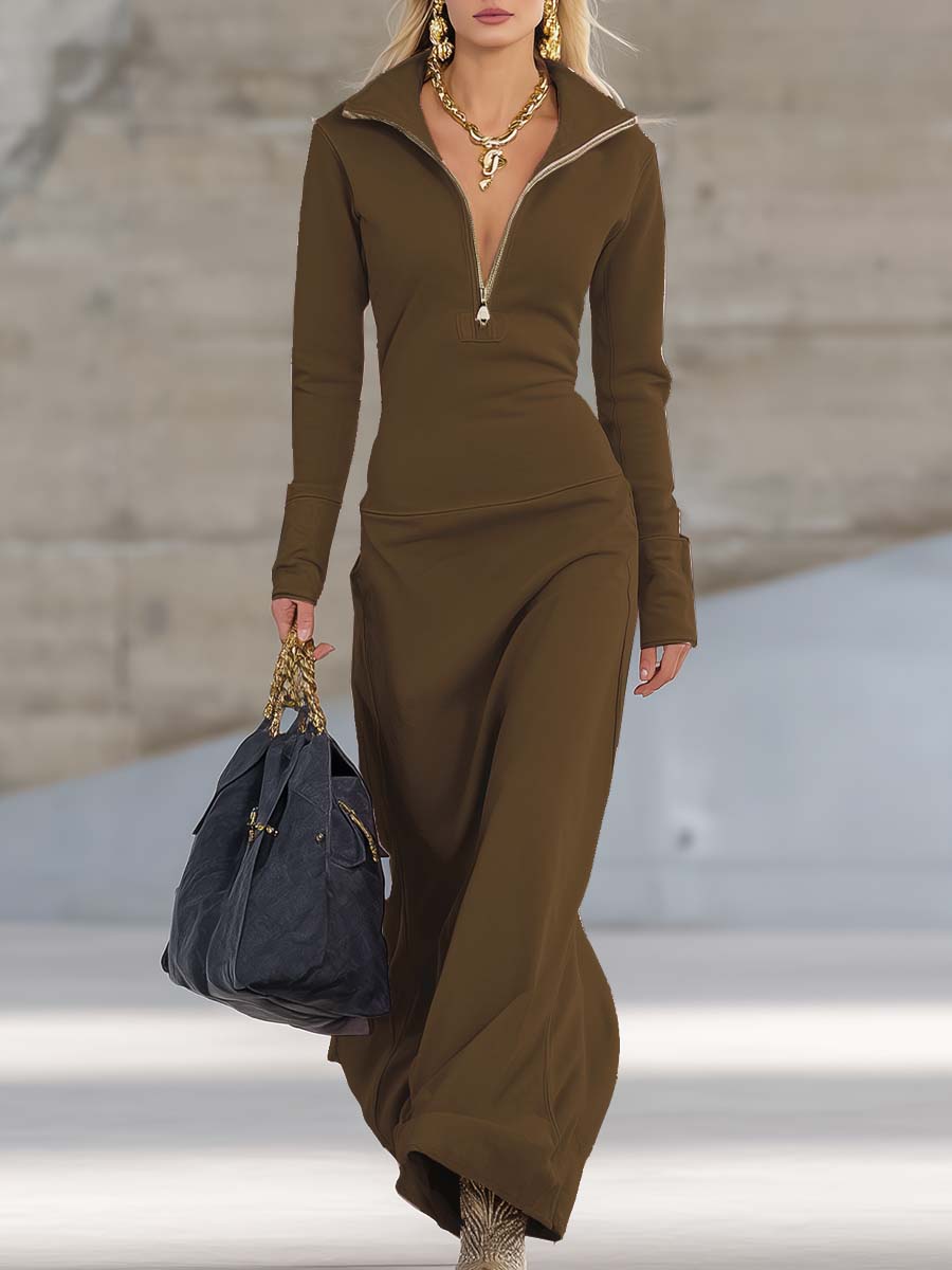 Retro-Maxikleid Rosa | Elegantes Lang Kleid mit V-Ausschnitt 11