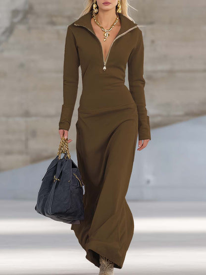 Retro-Maxikleid Rosa | Elegantes Lang Kleid mit V-Ausschnitt 11