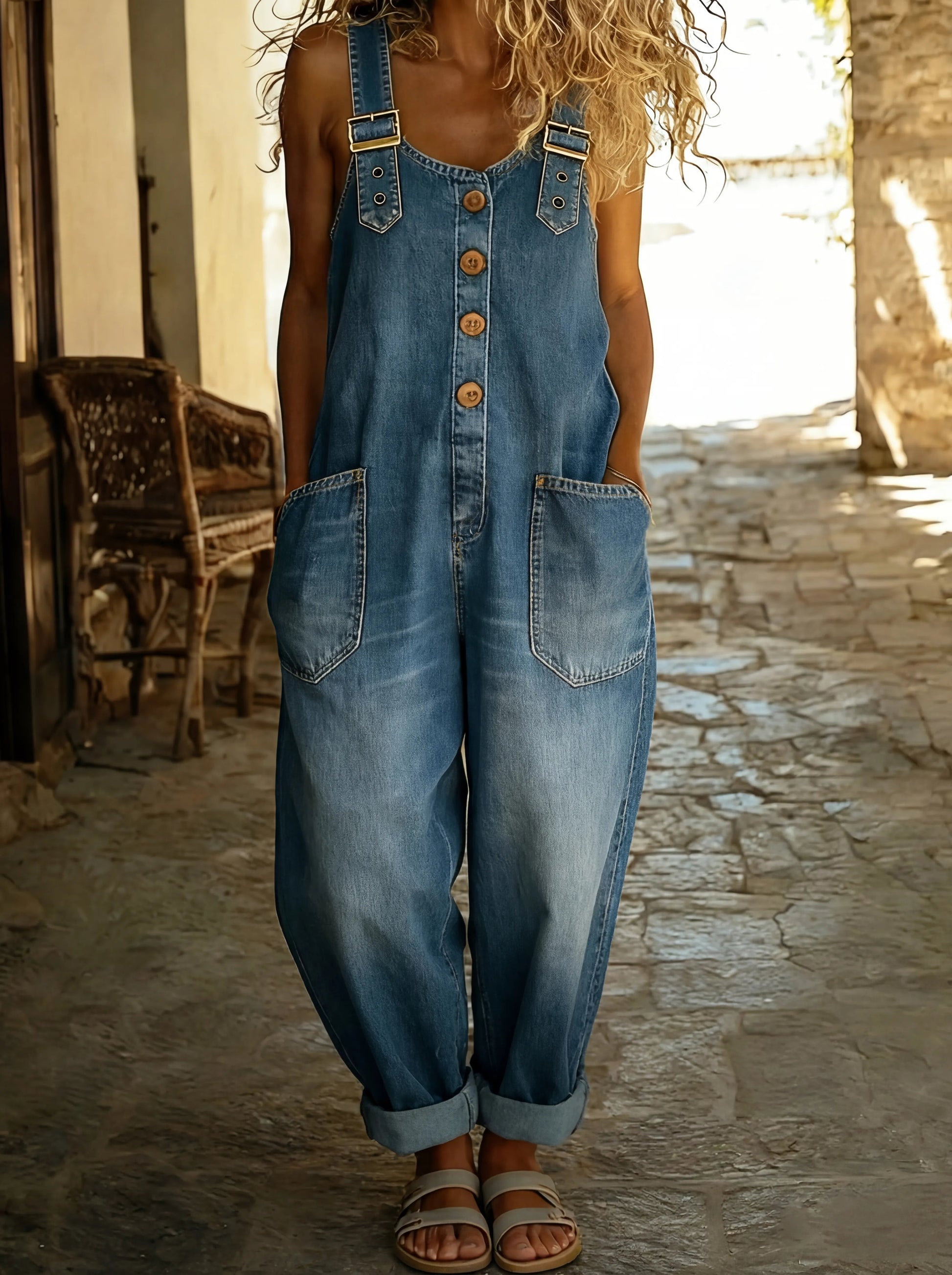 Rocio | Weit geschnittener Jeansoverall 0