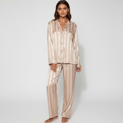 Satin-Pyjama-Anzug Carla | Damen Nachtwäsche mit Knopfverschluss 2