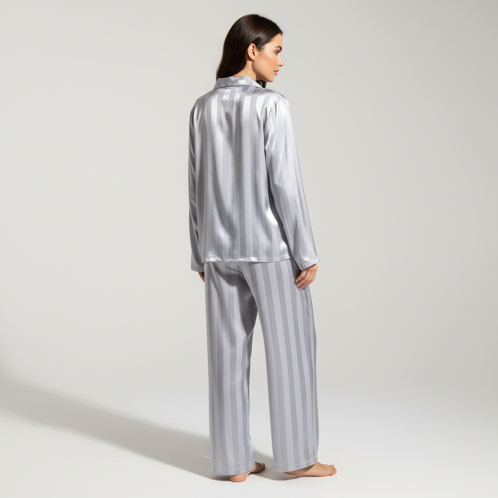 Satin-Pyjama-Anzug Carla | Damen Nachtwäsche mit Knopfverschluss 5