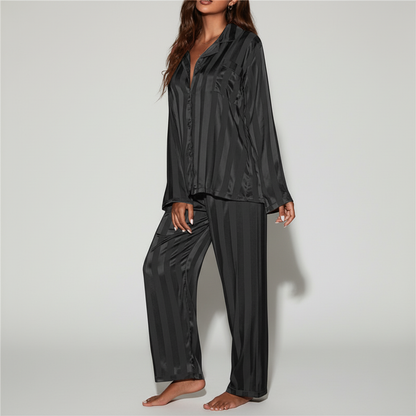 Satin-Pyjama-Anzug Carla | Damen Nachtwäsche mit Knopfverschluss 6