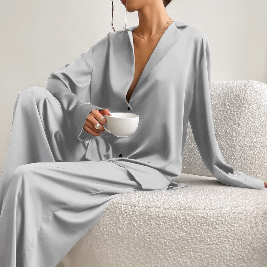 Satin-Pyjama-Set Isabella | Zweiteiliges Damen-Nachtwäsche-Set 2