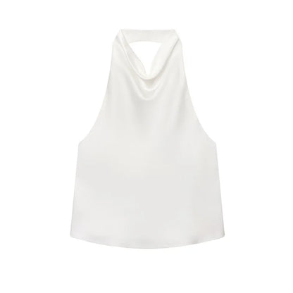 Schwarzes Satin Halter Top | Damen Strandoberteil 13